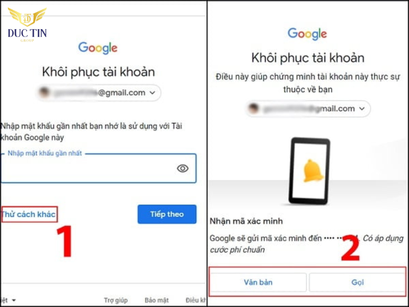 Google sẽ gửi mã để xác minh để xác định đây có phải tài khoản Email của bạn không?